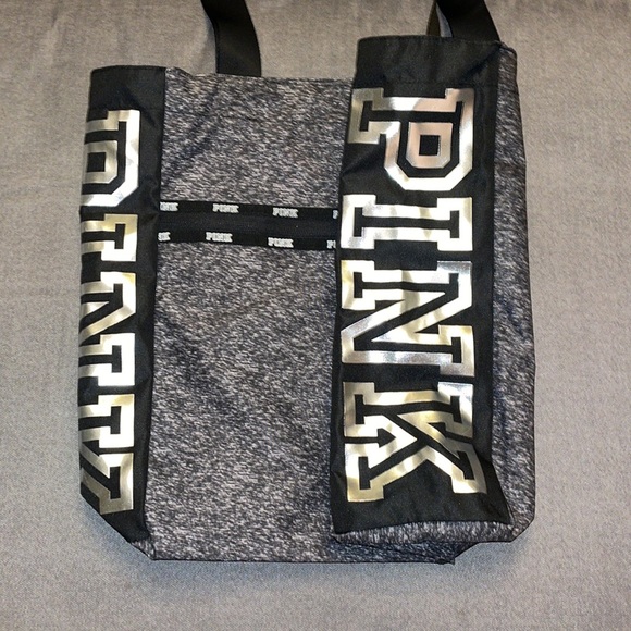Victoria's Secret Handbags - NWT.  Victoria’s Secret Pink Bling Foil Logo Tote Bag + Make-up case.